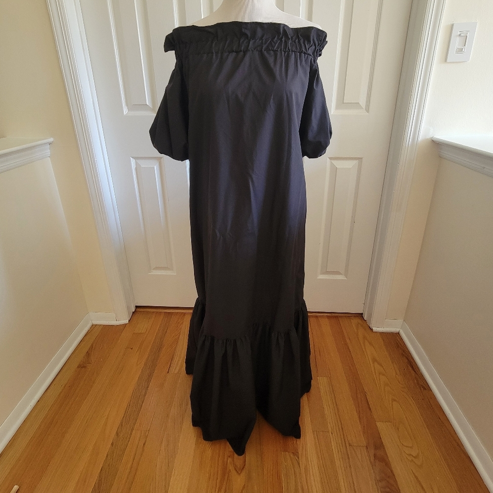 ASOS Black Puff Sleeve Poplin Maxi Dress Size 0